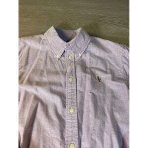Polo Ralph Lauren Mens Custom Fit Oxford Shirt Purple L Large Button Down Cotton